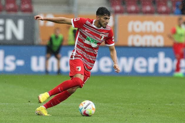 Ricardo Pepi 18 (FC Augsburg), FC Augsburg vs. 1. FSV Mainz 05, Fussball, 1. Bundesliga, 3. Spieltag, 20.08.2022 DFB regulations prohibit any use of photographs as image sequences and or quasi-video Augsburg Bayern Deutschland