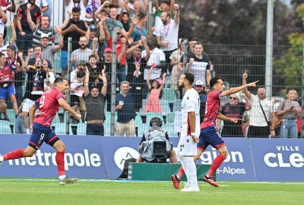 Joie de Saif-eddine Khaoui (clermont) FOOTBALL : Clermont Foot vs OGC Nice - Ligue 1 Uber Eats - 21 08 2022 FredericChambert Panoramic 
