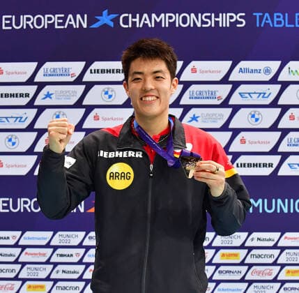 Bilder des Jahres 2022, Sport 08 August Sport Themen der Woche KW33 Sport Bilder des Tages Tischtennis: Europameisterschaften 2022 in München QIU Dang; Deutschland, Germany, Borussia Düsseldorf, Europameister 2022, European Champion 2022 München Audi Dome, Rudi-Sedlmayer-Halle Deutschland *** Table Tennis European Championships 2022 in Munich QIU Dang Germany, Borussia Düsseldorf, European Champion 2022 Munich Audi Dome, Rudi Sedlmayer Halle Germany