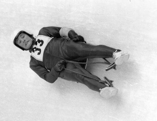 Europameisterschaft im Rodeln in Imst (Österreich) 16.01.1971 Paul Hildgartner (Italien) in Aktion *** European championship in luge in Imst Austria 16 01 1971 Paul Hildgartner Italy in action HM