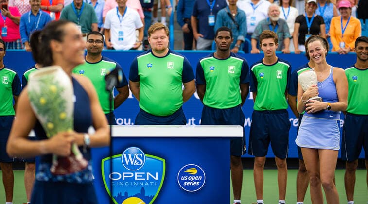 August 21, 2022, CINCINNATI, UNITED STATES: Petra Kvitova of the Czech Republic during the trophy ceremony after the final of the 2022 Western & Southern Open WTA, Tennis Damen 1000 tennis tournament against Caroline Garcia of France CINCINNATI UNITED STATES - ZUMAa181 20220821_zaa_a181_152 Copyright: xRobxPrangex