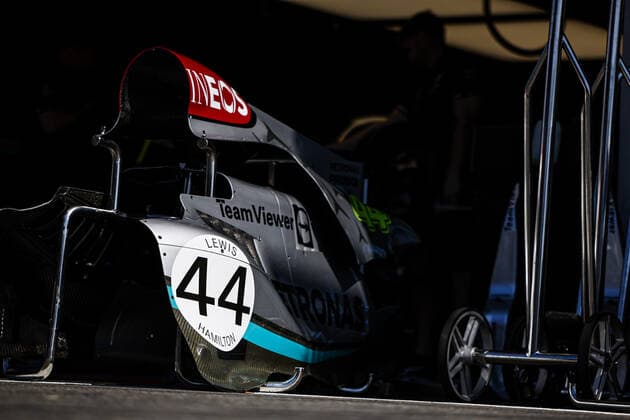 Mercedes-AMG PETRONAS F1 Team celebrates 55 years of AMG, sticker details during the Formula 1 Rolex Belgian Grand Prix 2022, 14th round of the 2022 FIA Formula One World Championship, WM, Weltmeisterschaft from August 26 to 28, 2022 on the Circuit de Spa-Francorchamps, in Francorchamps, Belgium - F1 - BELGIAN GRAND PRIX 2022 DPPI Panoramic  00122033__DEL8539.JPG_