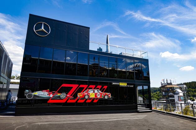 Mercedes-AMG PETRONAS F1 Team celebrates 55 years of AMG, hospitality during the Formula 1 Rolex Belgian Grand Prix 2022, 14th round of the 2022 FIA Formula One World Championship, WM, Weltmeisterschaft from August 26 to 28, 2022 on the Circuit de Spa-Francorchamps, in Francorchamps, Belgium - F1 - BELGIAN GRAND PRIX 2022 DPPI Panoramic  00122033__DE_7020.JPG_