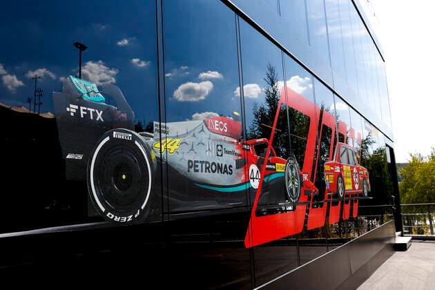 Illustration on the motorhome of the Mercedes-AMG Petronas F1 Team, F1 Grand Prix of Belgium at Circuit de Spa-Francorchamps on August 25, 2022 in Spa-Francorchamps, Belgium. (Photo by HOCH ZWEI) Spa-Francorchamps Belgium