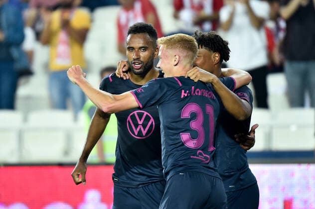 220825 Isaac Kiese Thelin of Malmö FF celebrates after 0-2 during the UEFA Europa League play-off match between Sivasspor and Malmö FF on August 25, 2022 in Sivas. Photo: Christian Örnberg BILDBYRAN COP 166 CO0221 fotboll football soccer fotball uefa europa league play-off sivasspor malmö ff bbeng jubel Copyright: CHRISTIANxÖRNBERG BB220825CO061