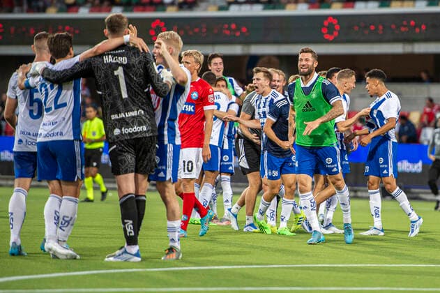 Silkeborg IF v HJK Helsinki, UEFA Europa League qualification, Silkeborg, Denmark Silkeborg, Denmark. 25th, August 2022. The players of HJK Helsinki are celebrating after the UEFA Europa League qualification match between Silkeborg IF and HJK Helsinki at JYSK Park in Silkeborg. Silkeborg Denmark  Copyright: xGonzalesxPhoto MortenxKjaerx