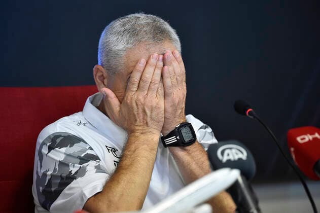 220825 Head coach RÄ±za Ã?alÄ±mbay of Sivasspor on a press conference, PK, Pressekonferenz after the UEFA Europa League play-off match between Sivasspor and Malmö FF on August 25, 2022 in Sivas. Photo: Christian Örnberg BILDBYRAN COP 166 CO0221 fotboll football soccer fotball uefa europa league play-off sivasspor malmö ff bbeng Copyright: CHRISTIANxÖRNBERG BB220825CO079