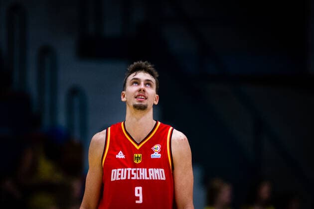 220825 Franz Wagner of Germany during the FIBA World Cup Qualifier game between Sweden and Germany on August 25, 2022 in Stockholm. Photo: Kenta Jönsson BILDBYRAN COP 210 KJ0076 basket basketball vm-kval kval fiba world cup qualifiers sverige tyskland sweden germany bbeng Copyright: KENTAxJÖNSSON BB220825KJ123