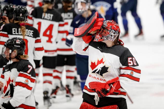 Kristen Campbell 50, CAN during 2022 IIHF Ice hockey, Eishockey Women s World Championship, WM, Weltmeisterschaft match between Finland and Canada at the Kivk Arena on 25. August 2022 in Herning, Denmark. (Tomi Hänninen Newspix24)  Copyright: xTomixHänninenx np24_3TH4360