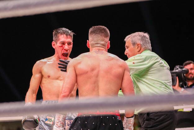 Sport Themen der Woche KW34 Sport Bilder des Tages Miguel Parra during the boxing match between Florian Marku and Miguel parra for WBC welter weight silver interim, on August 25, 2022 at Air Albania Stadium in Tirana. Photo Nderim KACELI Kristi Mukollari  Copyright: xNderimxKacelix xipa-agency.netx xLivexMediax 0