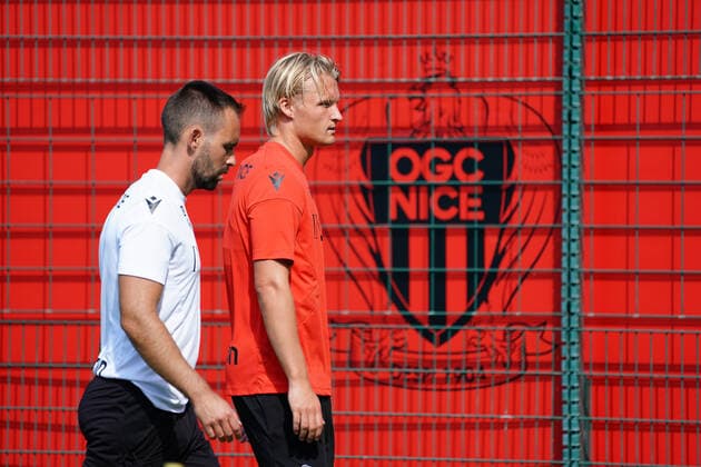 Kasper Dolberg (OGC Nice) FOOTBALL : Entrainement de l™OGC Nice - Nice - 26 08 2022 NorbertScanella Panoramic 