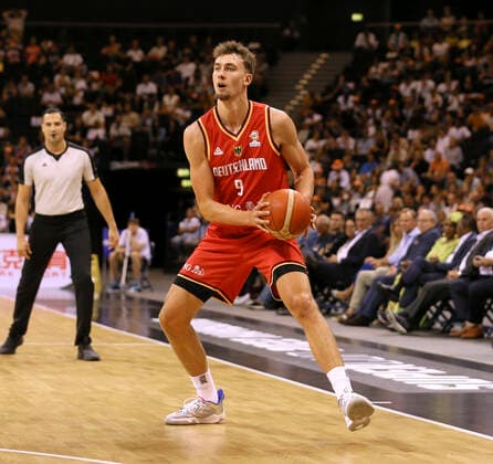 Photo : am Ball Franz Jacob Wagner (GER) Basketball - Supercup Sat. 20.08. 2022 4 Nations Cup in Hamburg Deutschland - Serbien