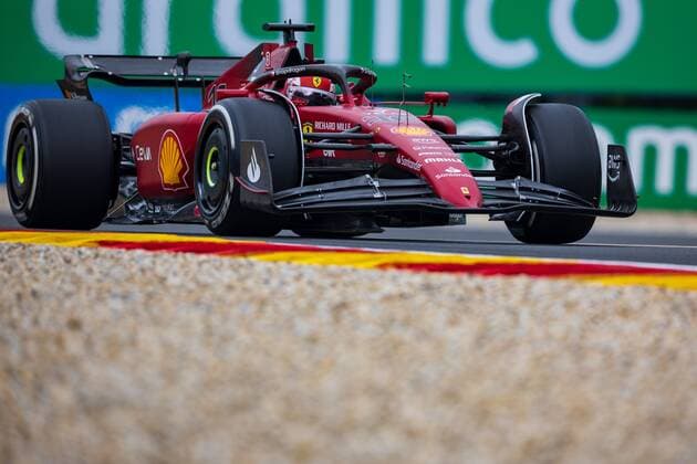 SPA-FRANCORCHAMPS, BELGIUM - AUGUST 26 : Leclerc - Ferrari during the F1 race of the Belgian Formula One Grand Prix Spa Francorchamps on August 26, 2022 in Spa-Francorchamps, Belgium, 26 08 2022 ( Belgian Grand Prix Formula One 2022 PhotoNews Panoramic 