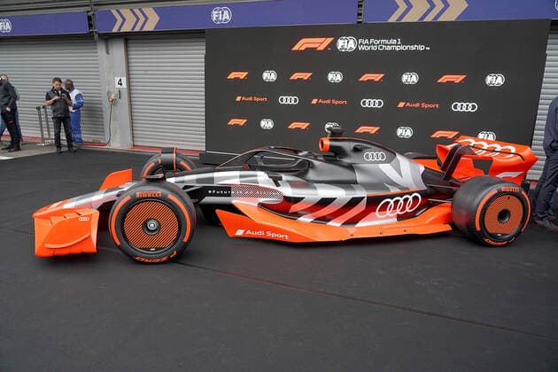 26.08.2022, Circuit de Spa-Francorchamps, Spa-Franchorchamps, FORMULA 1 ROLEX BELGIAN GRAND PRIX 2022 , im Bild Pressekonferenz zum Einstieg von Audi in die Formel 1 Formel 1 Auto im Audi Look Spa-Franchorchamps Circuit de Spa-Francorchamps Belgien