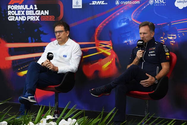 Nikolas Tombazis (GRC, Single Seater Technical Director at FIA), Christian Horner (GBR, Oracle Red Bull Racing), F1 Grand Prix of Belgium at Circuit de Spa-Francorchamps on August 27, 2022 in Spa-Francorchamps, Belgium. (Photo by Mark Sutton Motorsport Images DPPI via HOCH ZWEI) Spa-Francorchamps Belgium