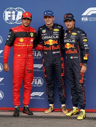 FORMULA 1 ROLEX BELGIAN GRAND PRIX 2022 27.08.2022, Circuit de Spa-Francorchamps, Spa-Franchorchamps, FORMULA 1 ROLEX BELGIAN GRAND PRIX 2022 , im Bild 2.Startplatz für Carlos Sainz Jr. (ESP), Scuderia Ferrari, Polepostion für Max Verstappen (NEL), Oracle Red Bull Racing, 3.Startplatz für Sergio Perez (MEX), Oracle Red Bull Racing.