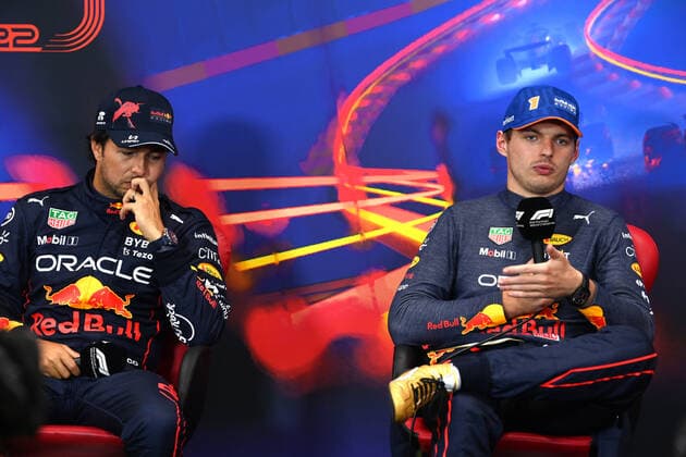11 Sergio Perez (MEX, Oracle Red Bull Racing), 1 Max Verstappen (NLD, Oracle Red Bull Racing), F1 Grand Prix of Belgium at Circuit de Spa-Francorchamps on August 27, 2022 in Spa-Francorchamps, Belgium. (Photo by Mark Sutton Motorsport Images DPPI via HOCH ZWEI) Spa-Francorchamps Belgium