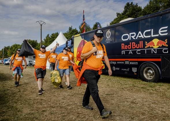 SPA - Fans of Max Verstappen walk from the campsite to the track leading up to the F1 Grand Prix of Belgium at the Spa-Francorchamps circuit on August 29, 2022 in Spa, Belgium. ANP SEM VAN DER WAL F1 Grand Prix of Belgium 2022 xVIxANPxSportx xxANPxIVx