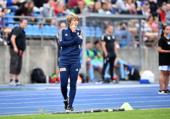 Fussball, Frauen, Saison 2022 2023, Regionalliga Nordost (1. Spieltag), FC Viktoria 1889 Berlin - 1. FC Union Berlin, Trainerin Ailien Poese (1. FC Union Berlin), 28.08. 2022, Copyright: xSebastianxRäppold MatthiasxKochx
