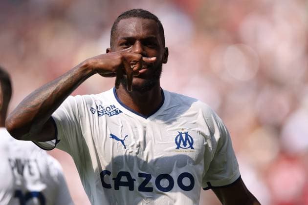 Nice, France, 28th August 2022. Nuno Tavares of Olympique De Marseille celebrates after scoring to give the side a 2-0 lead during the Uber Eats Ligue 1 match at Allianz Riviera Stadium, Nice. Picture credit should read: Jonathan Moscrop Sportimage EDITORIAL USE ONLY. No use with unauthorised audio, video, data, fixture lists, club league logos or live services. Online in-match use limited to 120 images, no video emulation. No use in betting, games or single club league player publications. SPI-1813-0013
