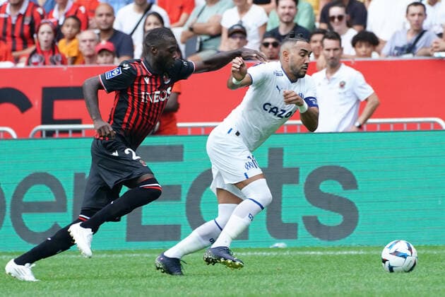 Dimitri Payet (Olympique de Marseille) - Nicolas Pepe (OGC Nice) FOOTBALL : OGC Nice vs Olympique de Marseille - Ligue 1 Uber Eats - Nice - 28 08 2022 NorbertScanella Panoramic 