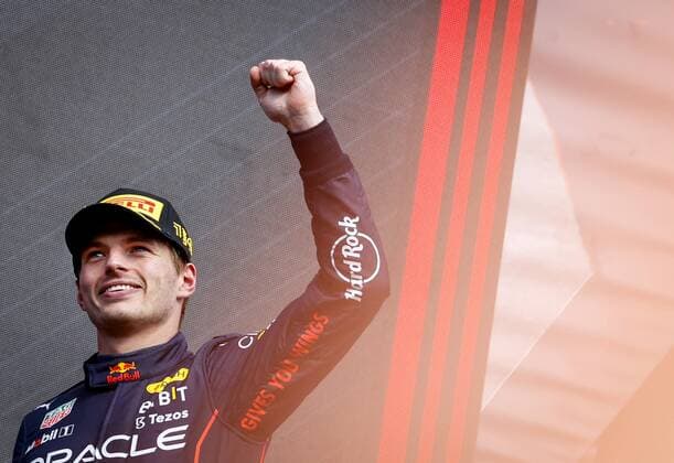 SPA - Max Verstappen celebrates his victory after the F1 Grand Prix of Belgium at the Circuit of Spa-Francorchamps on August 29, 2022 in SPA, Belgium. REMKO DE WAAL F1 Grand Prix of Belgium 2022 xVIxANPxSportx xxANPxIVx