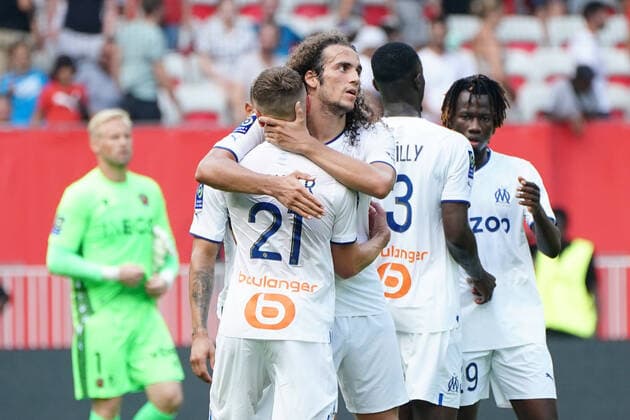Matteo Guendouzi (Olympique de Marseille) - Valentin Rongier (Olympique de Marseille) FOOTBALL : OGC Nice vs Olympique de Marseille - Ligue 1 Uber Eats - Nice - 28 08 2022 NorbertScanella Panoramic 