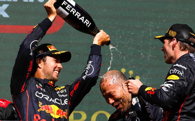 11 Sergio Perez (MEX, Oracle Red Bull Racing), 1 Max Verstappen (NLD, Oracle Red Bull Racing), F1 Grand Prix of Belgium at Circuit de Spa-Francorchamps on August 28, 2022 in Spa-Francorchamps, Belgium. (Photo by HOCH ZWEI) Spa-Francorchamps Belgium
