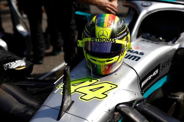 Helmet of 44 Lewis Hamilton (GBR, Mercedes-AMG Petronas F1 Team), F1 Grand Prix of Belgium at Circuit de Spa-Francorchamps on August 28, 2022 in Spa-Francorchamps, Belgium. (Photo by HOCH ZWEI) Spa-Francorchamps Belgium