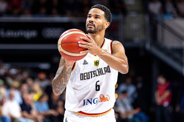 Nicholas Weiler-Babb (Deutschland, 06), Freiwurf, free throw, Einzelbild, Einzelfoto, Portrait, Portraet, single image, single photo, Deutschland vs. Slowenien, Basketball, WM Qualifikation 2023, Gruppe J, 28.08.2022 Deutschland vs. Slowenien, Basketball, WM Qualifikation 2023, Gruppe J, 28.08.2022 Muenchen Copyright: xEIBNER GuenerxSantemizx DBB_GSZ