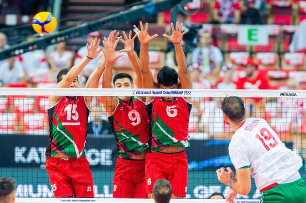 KATOWICE 30.08.2022 SIATKOWKA MISTRZOSTWA SWIATA 2022 MEKSYK - BULGARIA FIVB VOLLEYBALL MEN S World Championship, WM, Weltmeisterschaft POLAND 2022 MEXICO - BULGARIA Christian Aranda Axel Manuel Tellez Rodriguez Josue De Jesus Lopez Rios TSVETAN SOKOLOV FOT. MICHAL CHWIEDUK FOKUSMEDIA.COM.PL NEWSPIX.PL --- Newspix.pl POLAND OUT!  220830CHW164