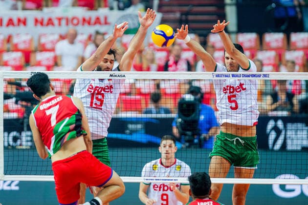 KATOWICE 30.08.2022 SIATKOWKA MISTRZOSTWA SWIATA 2022 MEKSYK - BULGARIA FIVB VOLLEYBALL MEN S World Championship, WM, Weltmeisterschaft POLAND 2022 MEXICO - BULGARIA Diego Gonzalez Castaneda TSVETAN SOKOLOV SVETOSLAV GOTSEV FOT. MICHAL CHWIEDUK FOKUSMEDIA.COM.PL NEWSPIX.PL --- Newspix.pl POLAND OUT!  220830CHW173