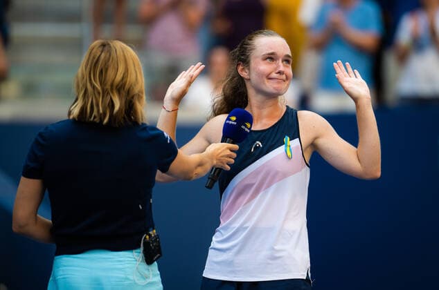 August 29, 2022, NEW YORK, UNITED STATES: Daria Snigur of Ukraine in action during the first round of the 2022 US Open Grand Slam tennis tournament against Simona Halep of Romania NEW YORK UNITED STATES - ZUMAa181 20220829_zaa_a181_140 Copyright: xRobxPrangex