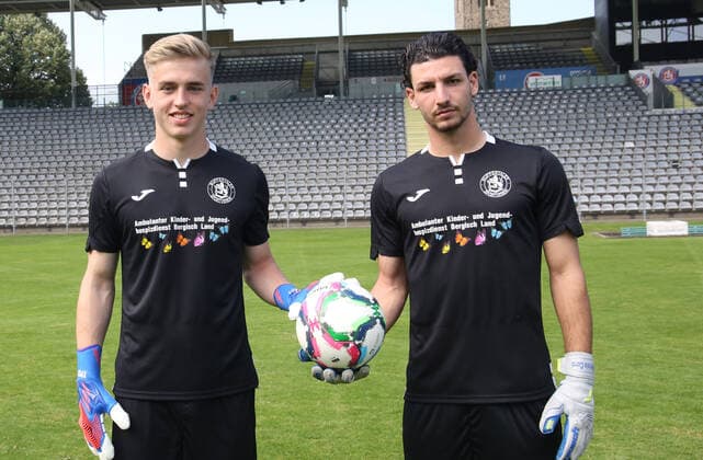 Regionallioga West, Saison 2022 - 2023, Fototermin Wuppertaler SV, 31.08.2022 -- Joel Nickel ( links ) und Michele Cordi ( beide Wuppertaler SV )