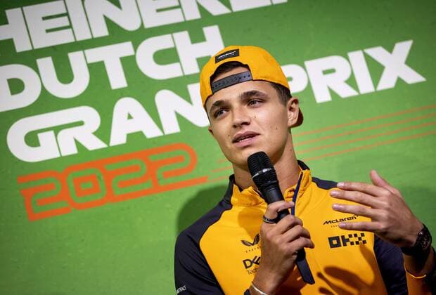 2022-08-31 11:43:32 Lando Norris (McLaren) during a press conference, PK, Pressekonferenz at the Zandvoort circuit, in the run-up to the Grand Prix (GP). The GP took place last year in a modified form due to the corona measures. This year, up to 110,000 visitors a day are expected to attend the event. In Zandvoort, the Netherlands, 31 August 2022. ANP SEM VAN DER WAL netherlands out - belgium out Zandvoort xVIxxIVx