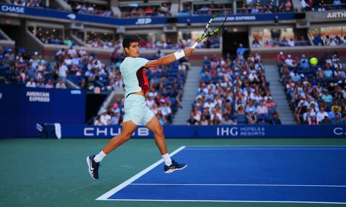 Mandatory Credit: Photo by Javier Garcia Shutterstock (13357857ba) Carlos Alcaraz in second round action US Open Championships 2022, Day Four, USTA National Tennis Center, Flushing Meadows, New York, USA - 01 Sep 2022 US Open Championships 2022, Day Four, USTA National Tennis Center, Flushing Meadows, New York, USA - 01 Sep 2022 Copyright: xJavierxGarcia Shutterstockx 13357857ba