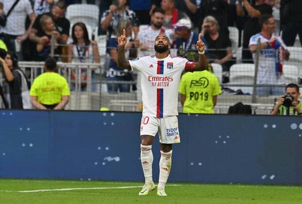 Fußball, Olympique Lyon - SCO Angers Joie de Alexandre Lacazette (lyon) FOOTBALL: Olympique Lyonnais vs SCO Angers - Ligue 1 - 03 09 2022 FredericChambert Panoramic 