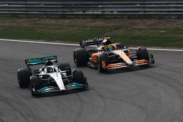 F1 Grand Prix Of The Netherlands George Russell of Mercedes and Lando Norris of McLaren the Formula 1 Grand Prix of The Netherlands at Zandvoort circuit in Zandvoort, Netherlands on September 4, 2022. Zandvoort Netherlands  Copyright: xJakubxPorzyckix originalFilename:porzycki-f1grandp220904_npk6T.jpg