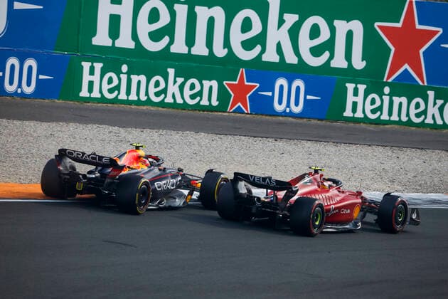 11 Sergio Perez (MEX, Oracle Red Bull Racing), 55 Carlos Sainz (ESP, Scuderia Ferrari), F1 Grand Prix of the Netherlands at Circuit Zandvoort on September 4, 2022 in Zandvoort, Netherlands. (Photo by HOCH ZWEI) Zandvoort Netherlands