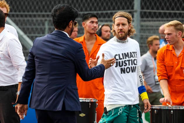 Mohammed Ben Sulayem (UAE, FIA President), 5 Sebastian Vettel (DEU, Aston Martin Aramco Cognizant F1 Team), F1 Grand Prix of the Netherlands at Circuit Zandvoort on September 4, 2022 in Zandvoort, Netherlands. (Photo by HOCH ZWEI) Zandvoort Netherlands
