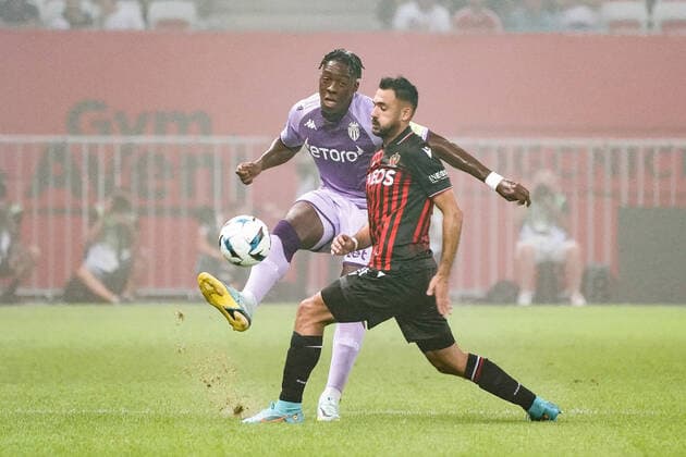 Axel Disasi (AS Monaco) - GaÃ«tan Laborde (OGC Nice) FOOTBALL : OGC Nice vs AS Monaco - Ligue 1 Uber Eats - Nice - 04 09 2022 NorbertScanella Panoramic 