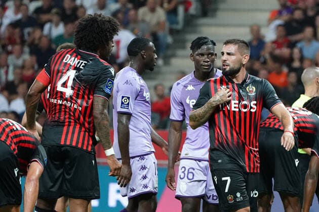 Andy Delort (OGC Nice) - Dante (OGC Nice) FOOTBALL : OGC Nice vs AS Monaco - Ligue 1 Uber Eats - Nice - 04 09 2022 NorbertScanella Panoramic 