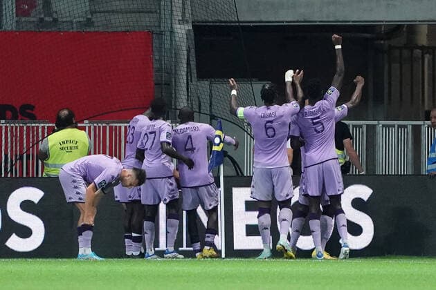 Joie - Equipe de l™AS Monaco FOOTBALL : OGC Nice vs AS Monaco - Ligue 1 Uber Eats - Nice - 04 09 2022 NorbertScanella Panoramic 