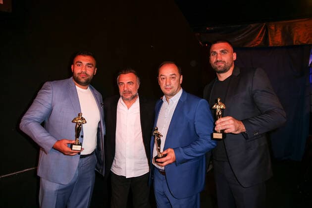 Boxen: Herqul 2022 - German Boxing Award, Berlin, 04.09.2022 v.l.: Ali Eren Demirecen, Oktay Kaynarca, Bülent Baser, und Victor Faust Berlin Germany