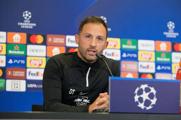 Sport Themen der Woche KW36 Sport Bilder des Tages Sport Bilder des Tages Champions League RB Leipzig - PK 05.09.2022 Leipzig, 05.09.2022, RB Akademie UEFA Champions League , RB Leipzig Pressekonferenz am Vortag von RBL v. Schachtar Donezk , Im Bild: Trainer Domenico Tedesco (RB Leipzig) , *** Champions League RB Leipzig PK 05 09 2022 Leipzig, 05 09 2022, RB Academy UEFA Champions League , RB Leipzig press conference the day before RBL v Shakhtar Donetsk , In the picture coach Domenico Tedesco RB Leipzig ,