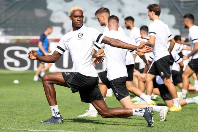 SOCCER - UEFA EL, Sturm vs Midtylland GRAZ,AUSTRIA,07.SEP.22 - SOCCER - UEFA Europa League, group stage, SK Sturm Graz vs FC Midtylland, preview, training Sturm. Image shows Emanuel Emegha (Sturm).  GEPAxpictures xChristianxWalgram