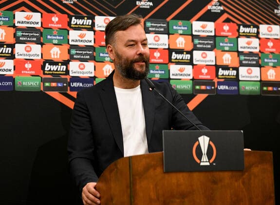 Fussball, Herren, Saison 2022 2023, Europa League, 1. FC Union Berlin, Pressekonferenz vor der Europa-League-Partie 1. FC Union Berlin - Royale Union Saint-Gilloise, Presse- und Stadionsprecher Christian Arbeit (1. FC Union), 07.09. 2022, Copyright: xMatthiasxKochx