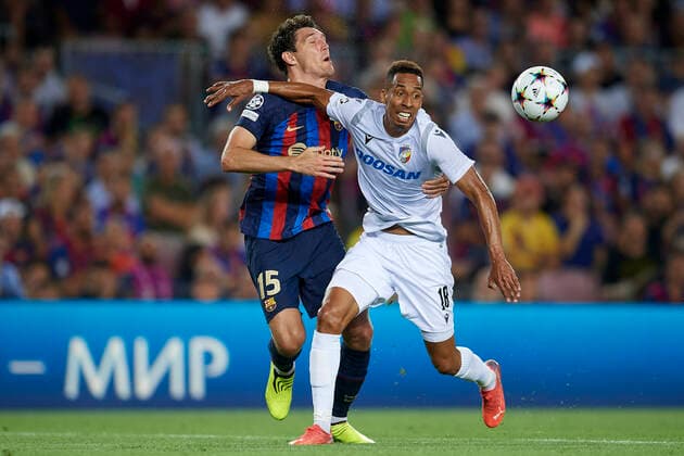 Sport Themen der Woche KW36 Sport Bilder des Tages FC Barcelona, Barca v Viktoria Plzen: Group C - UEFA Champions League Andreas Christensen centre-back of Barcelona and Denmark and Tomas Chory Centre-Forward of Viktoria Plzen and Czech Republic compete for the ball during the UEFA Champions League group C match between FC Barcelona and Viktoria Plzen at Spotify Camp Nou on September 7, 2022 in Barcelona, Spain. Barcelona Spain  Copyright: xJosexBretonx originalFilename:breton-fcbarcel220907_npzJT.jpg