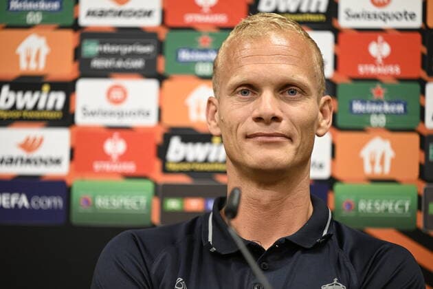Union s head coach Karel Geraerts pictured during a press conference, PK, Pressekonferenz of Belgian soccer team Royale Union Saint-Gilloise, Wednesday 07 September 2022 in Berlin, Germany, in preparation of Tomorrow s game against German Union Berlin on the opening day of the Uefa Europa League group stage. LAURIExDIEFFEMBACQ  x43100652x