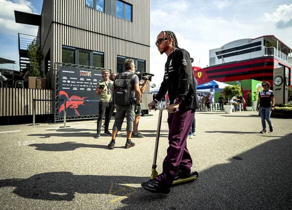 MONZA - Lewis Hamilton (Mercedes) at the Monza circuit ahead of the Italian Grand Prix. REMKO DE WAAL xVIxANPxSportx xxANPxIVx